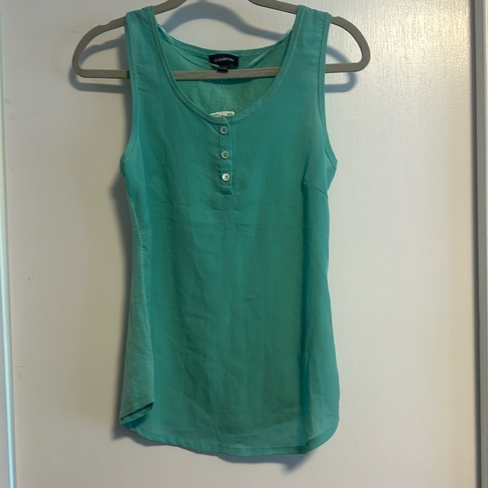 006-BNWT Le Chateau XXS Teal Tank with chiffon  front and knit back